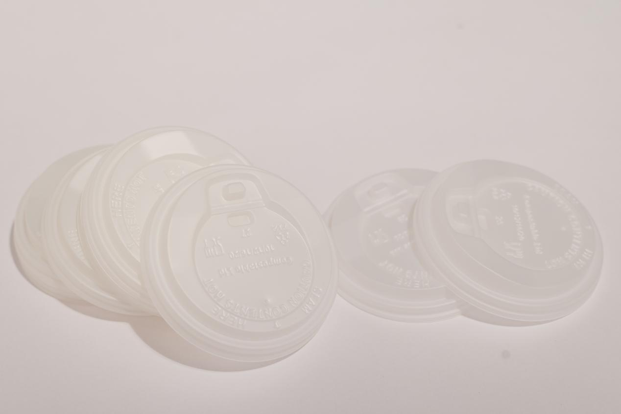 Nắp cốc lật màu tự nhiên dùng một lần CPLA 90mm