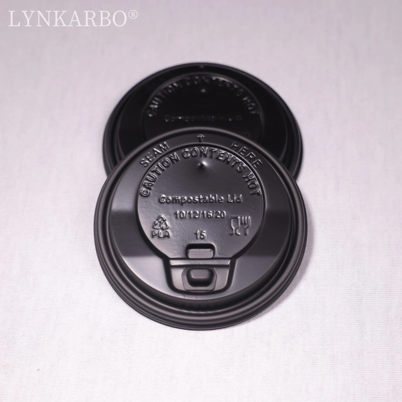 Nắp cốc lật ngược CPLA 90mm màu đen